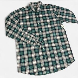 Amazon‎ Essentials Men's long sleeve Green and White Plaid button up Size Large